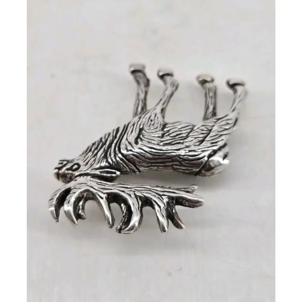 Vtg 70s Navajo Artisans GS Glen & Irene Sandoval Elk Sterling Silver Brooch Pin